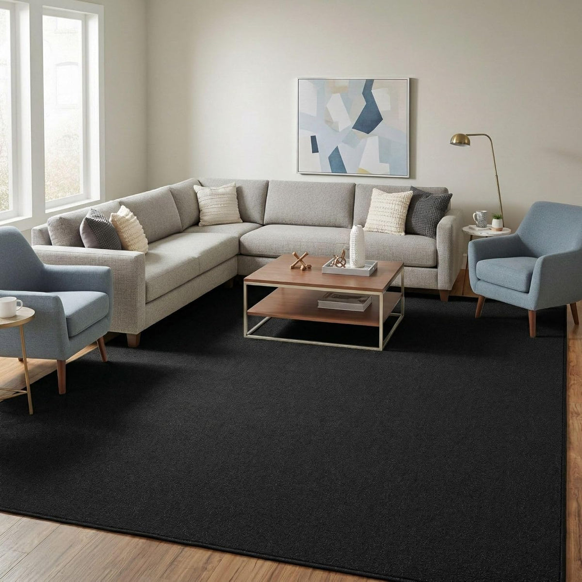 Ottomanson 8x12 Living Room Rug – Non-Slip Thin Area Rugs