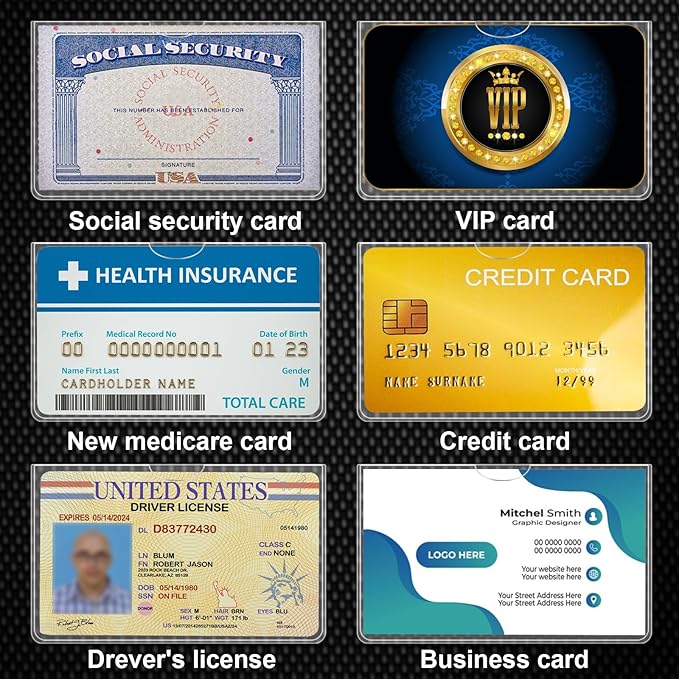 40 Pack Social Security Card Protector Sleeves Medicare Credit Card Holder - Image 6