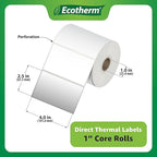 4" x 2.5" Thermal Labels | 4 Rolls | 2400 Labels | fits Zebra, Offnova Thermal - Image 3