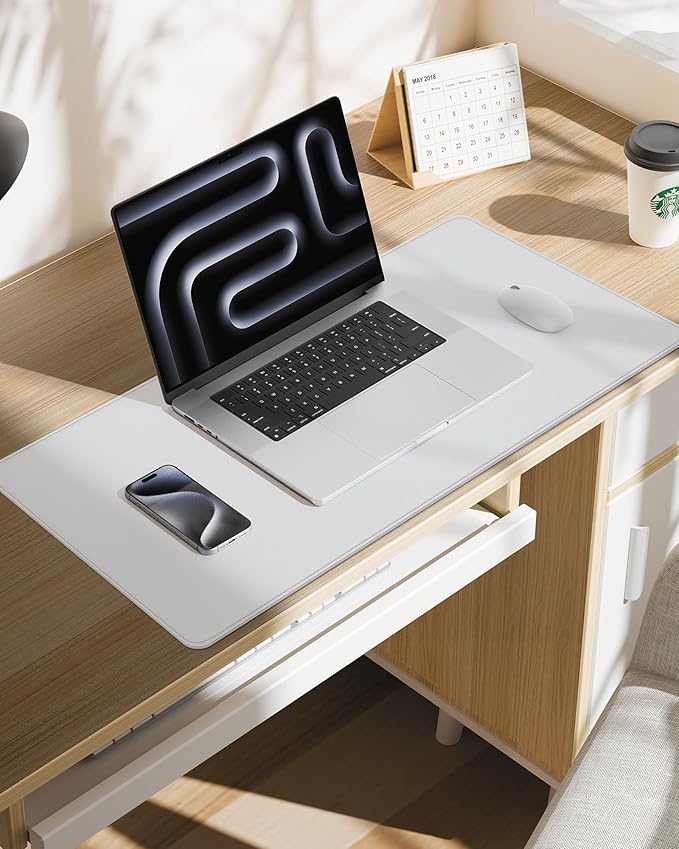Leather Desk Pad Protector, Mouse Pad, Office Mat, Non-Slip PU Leather Blotter - Image 7