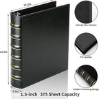LETVPVOW Vintage Hardback 3 Ring Binder 1.5 Inch, Professional Leather Binder 3 - Image 2