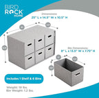 BIRDROCK HOME Linen Cube Organizer Shelf w/ 6 Storage Fabric Bins - Image 3