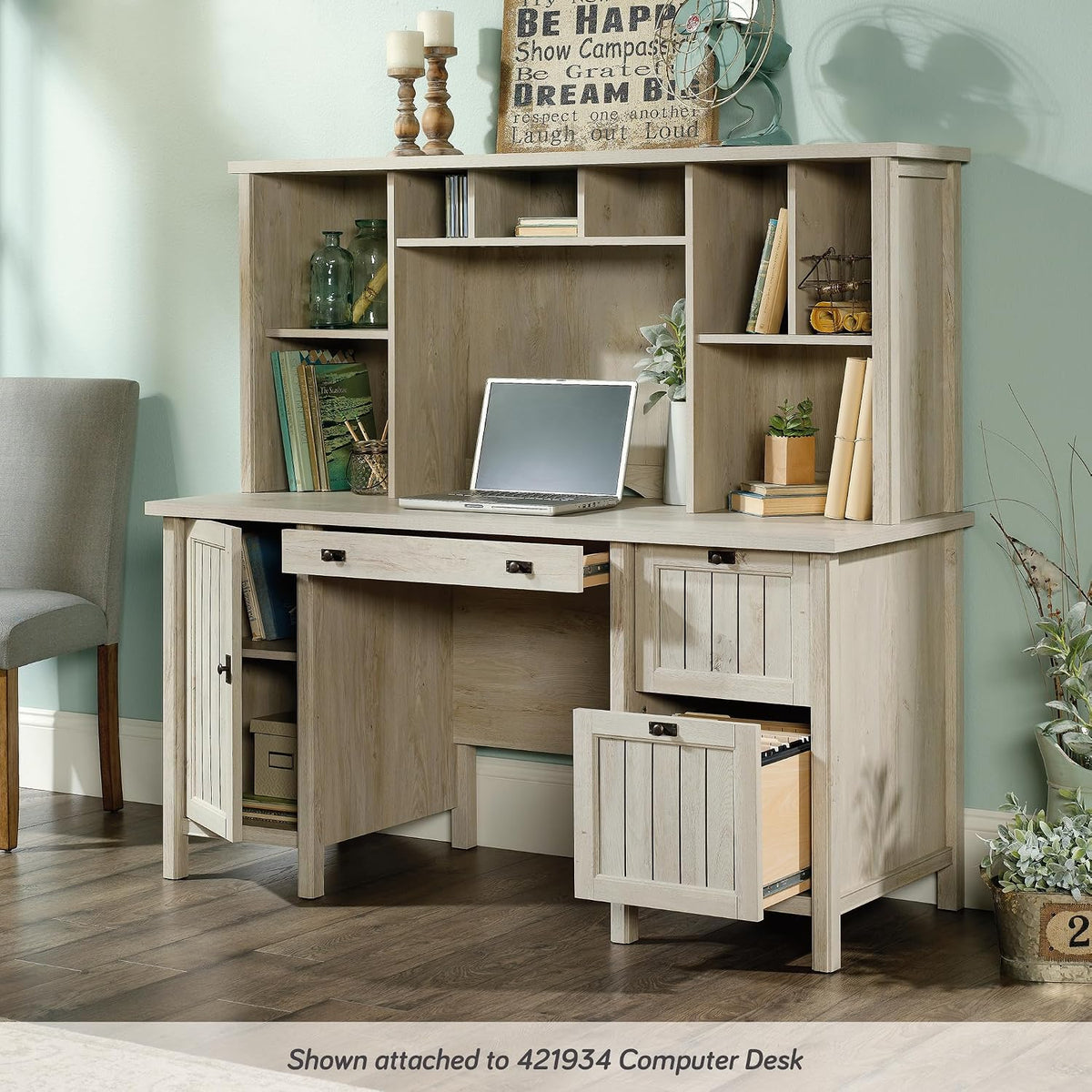 Sauder Costa Computer Desk with Storage Drawers, Home Office Desk, in Chalked...