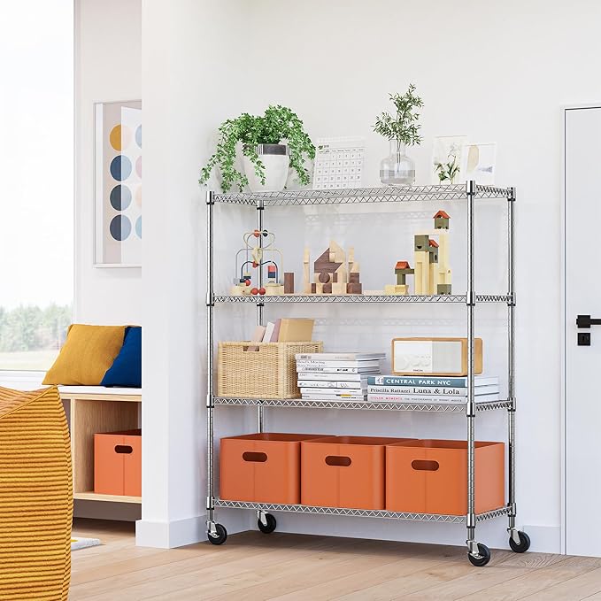 M MZG 4 Tiers Storage Shelves Load 1400LBS, Metal Shelving Wire Metal Shelving - Image 6