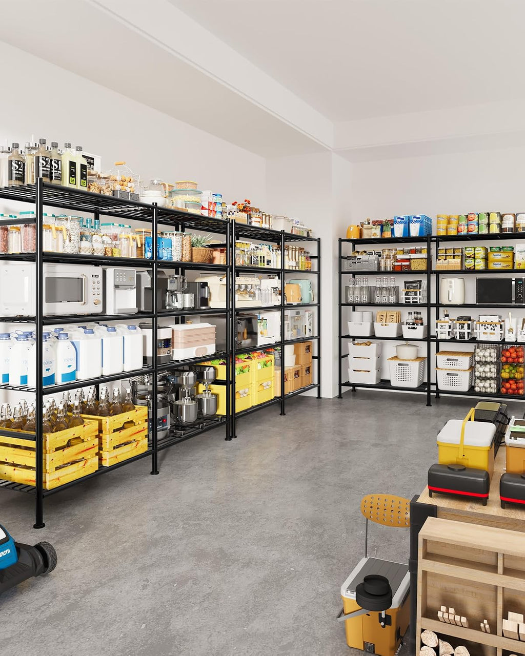 sakugi 5-tier heavy-duty garage storage shelves, 59.1"x15.7"x69.2", black, front angle view