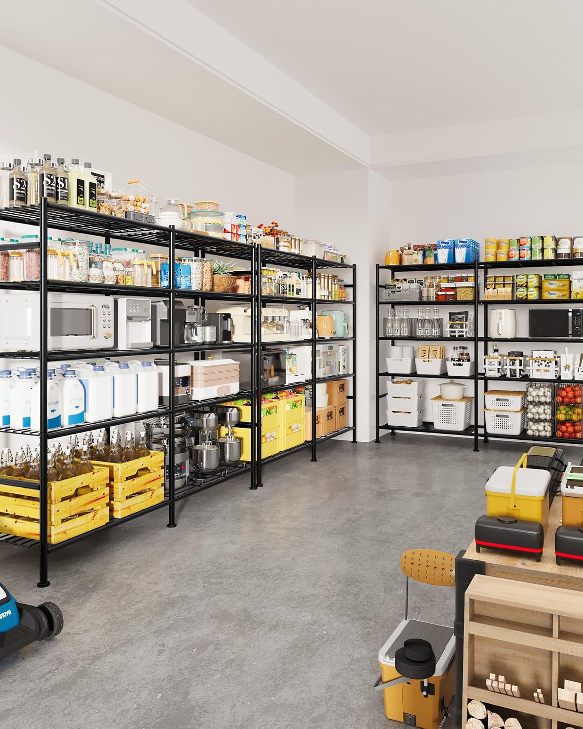 sakugi 5-tier heavy-duty garage storage shelves, 59.1"x15.7"x69.2", black, front angle view