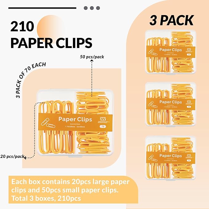 NEEWAY Colorful Paper Clips Assorted Sizes, Small and Large Paper Clips - Image 3