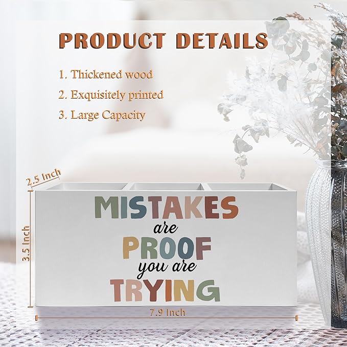 Exqcom Boho Mental Health Pen Pencil Holder, Therapy Office Decor, Mistakes Are - Image 6
