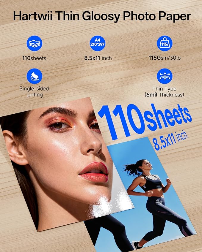 HARTWII Glossy Thin Inkjet Paper 8.5x11 Inches, 110 Sheets brochure paper - Image 2