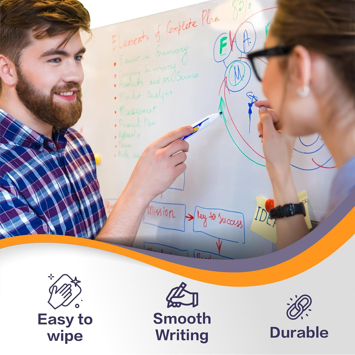 Large Dry Erase Whiteboard Sticker 72" x 39" for Teaching & Pla...