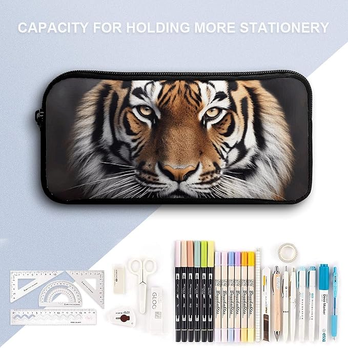 BWQJKUO Pencil Pen Case, Tiger Printed Pouch Big Capacity Pen Bag - Image 3