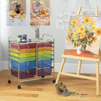 LDAILY 12 Drawer Rolling Storage Cart, Craft Cart Organizer on Wheels w/Metal - Image 2
