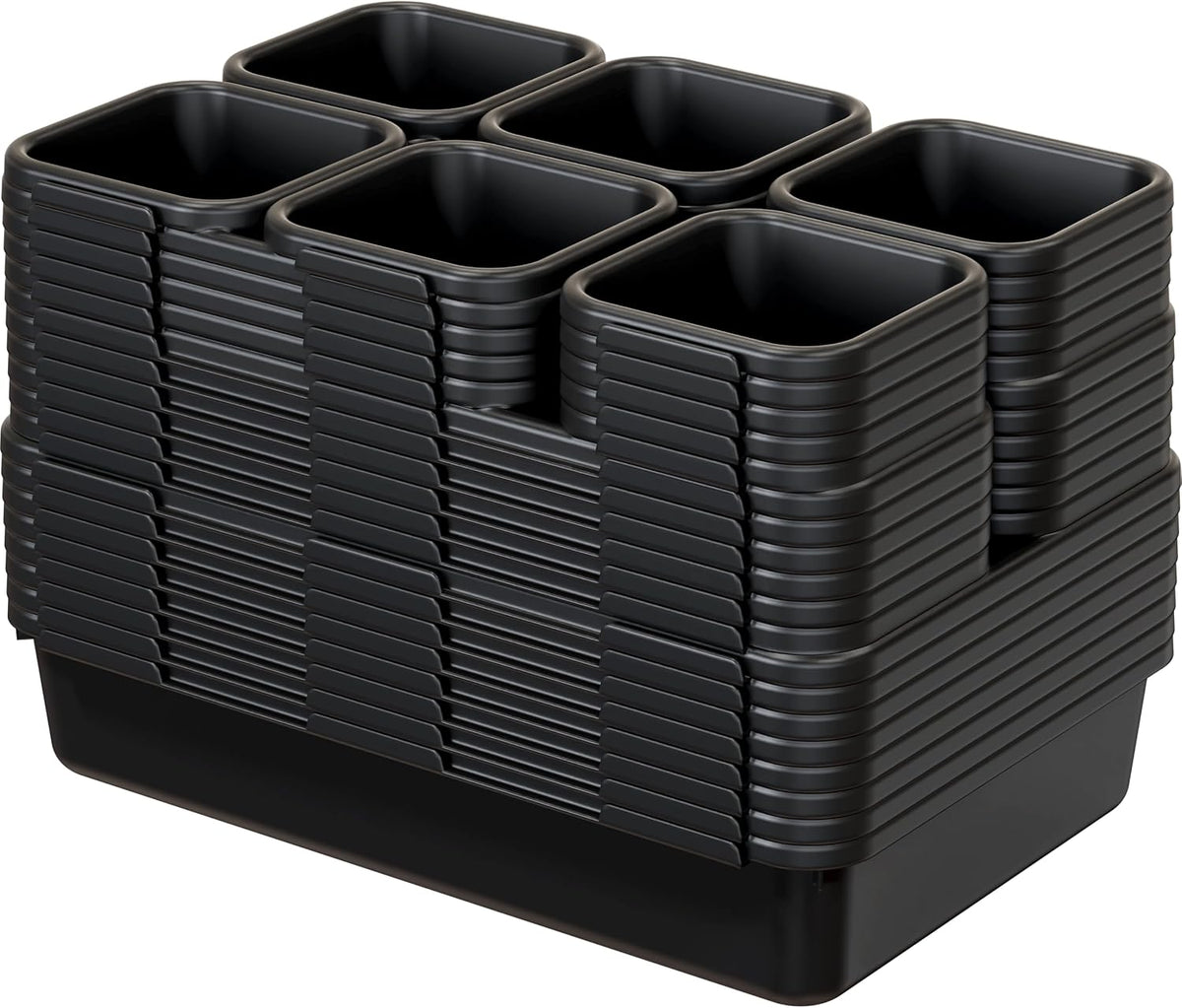 Simple Houseware Interlocking Desk Drawer Bins Organizer, 42 Packs, Black