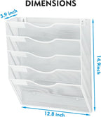 EASEPRES Magnetic 5 Pocket Mesh Hanging File Organizer, Wall Mounted Mail Paper - Image 3