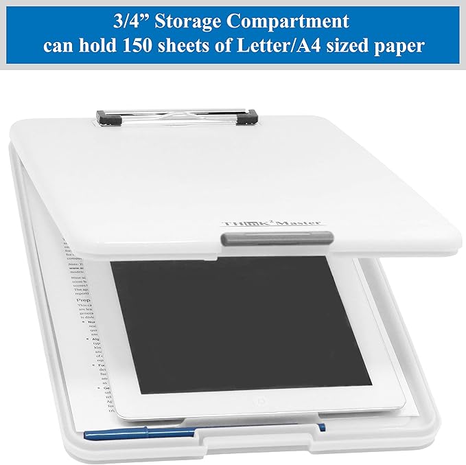 Think2Master White Plastic Storage Clipboard. | 25% Heavier & Sturdier| Heavy - Image 3