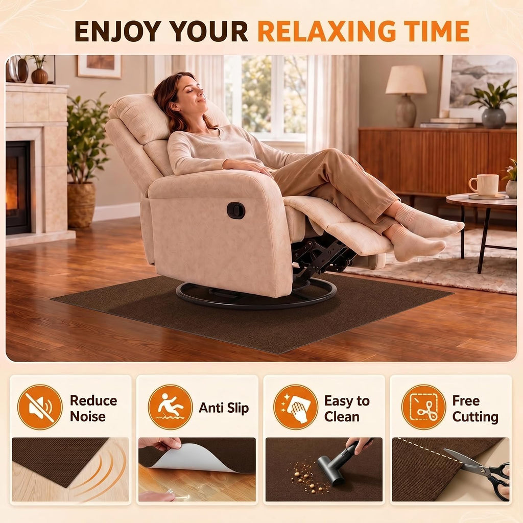 Recliner Pads for Hardwood Floors, 30" X 30" Non Slip Recliner Grippers, Furniture Pads Hardwood Floor Protectors for Furniture, Fits Recliners, Office Chair, Swivel Chairs, Brown