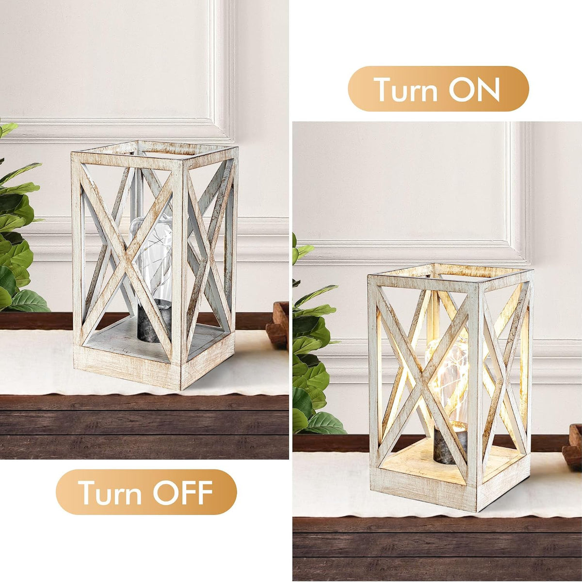 WINGBO Retro Battery Powered Table Lamps, Battery Operated Cordless Lamp, Por...