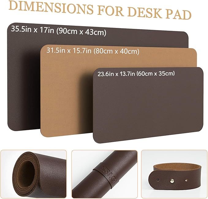 YSAGi Non-Slip Leather Desk Pad, Waterproof Laptop Computer Desk Keyboard Mat - Image 4