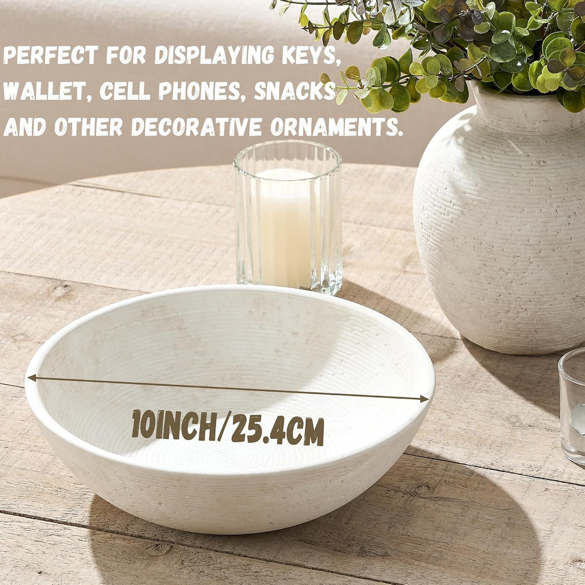 Ceramic Decorative Table Bowl Trays Home Room Decor Farmhouse (10" Rustic)
