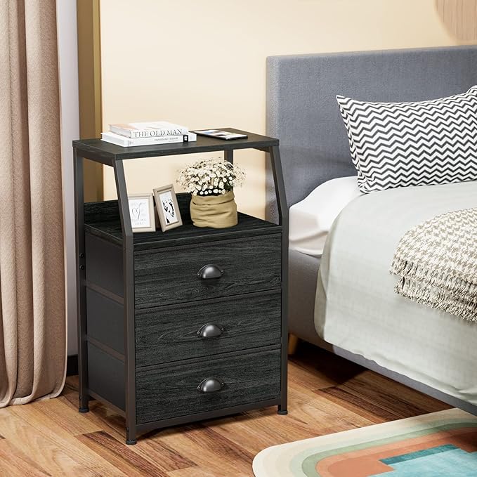 Furnulem Black Night Stand, Small Dresser - Image 8