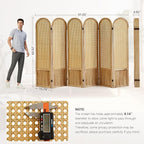 Asnefeli 6 Panels Room Divider, Folding Privacy Screen, Foldable Wood Rattan - Image 3