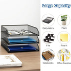 Natwind 3-Tier Stackable Paper Tray, Metal Mesh Desktop Organizer, A4 Paper - Image 5