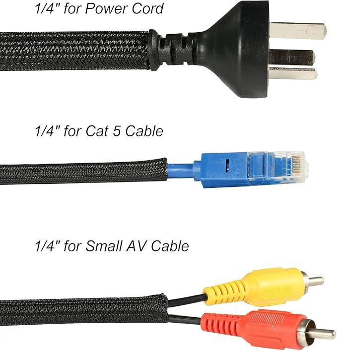 CrocSee 25ft - 1/4 inch Braided Cable Management Sleeve Cord Protector - - Image 3