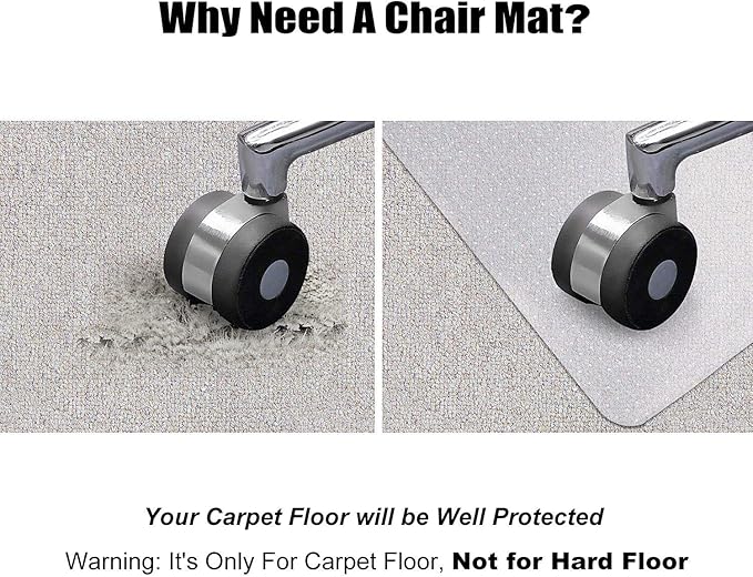 Kuyal Desk Chair Mat for Carpet, Office and Home, Easy Glide, Protects Floors - Image 4