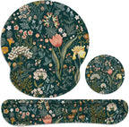 Ergonomic Mouse Pad with Wrist Rest and Keyboard Wrist Rest, Mousepad | Memory Foam Wrist Rest for Computer Keyboard, Pain Relief, Non-Slip Base, Mouse Pad Wrist Support for Gaming, Green Flowers