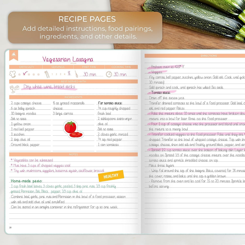Clever Fox Recipe Book to Write in Your Own Meals 8.5x11.2 Mint Cream | Blank cook book notebook, Cooking & baking essentials for women, teens, kids & girls, Make your own DIY baker's notebook