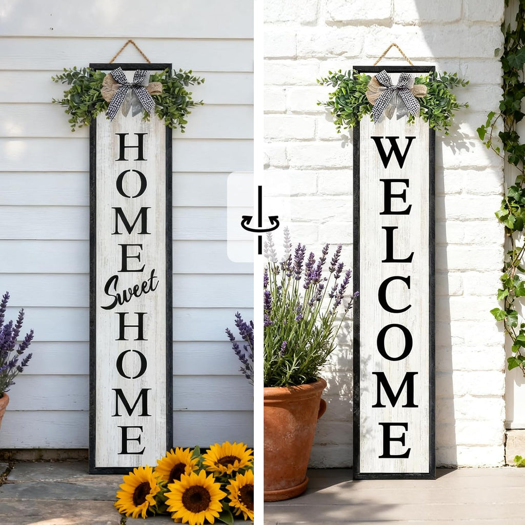 Double-sided Welcome Wooden Sign Stand