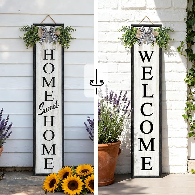Double-sided Welcome Wooden Sign Stand by Unknown