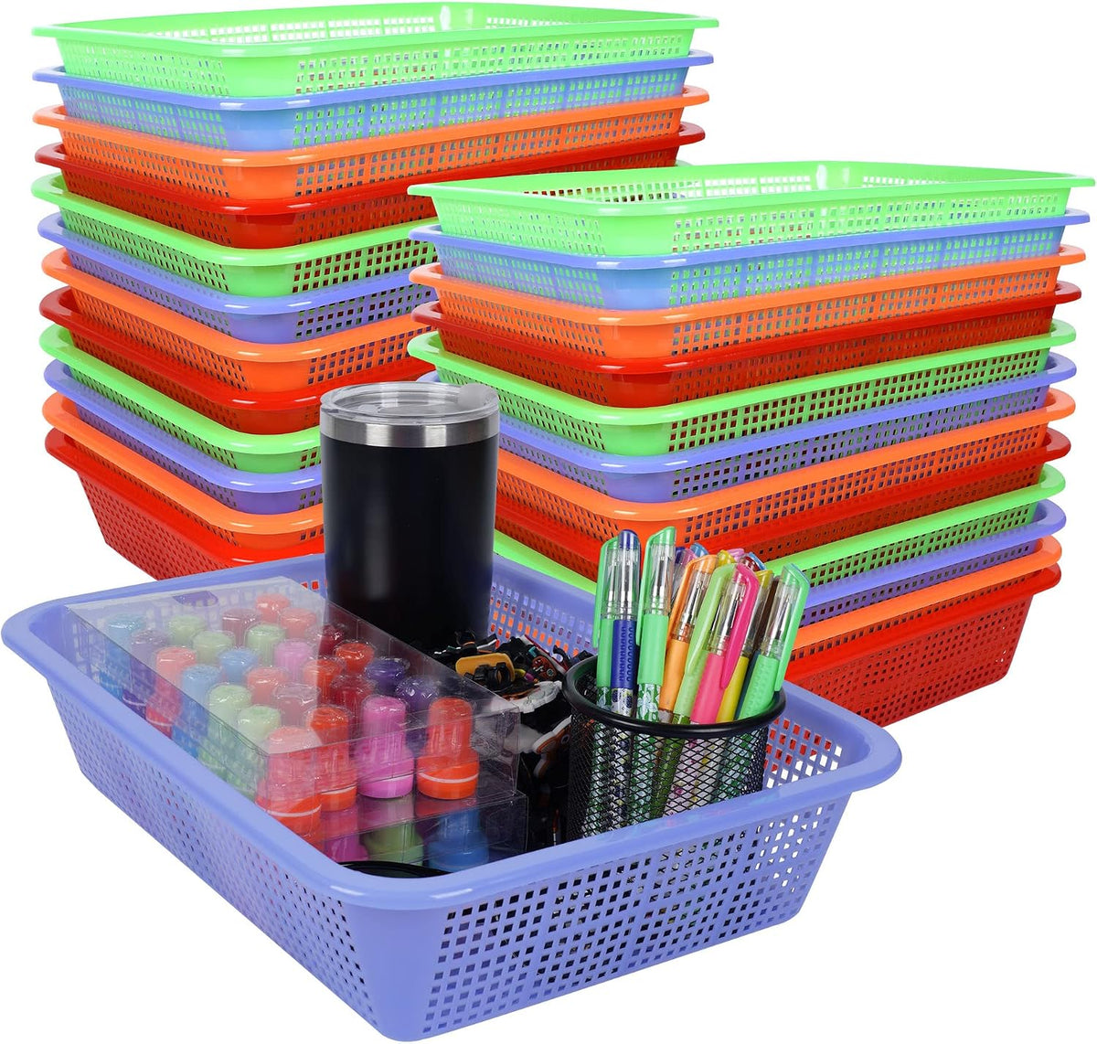 Kolewo4ever 24 Pack Classroom Storage Baskets Pencil Organizer Bins 13.5 x 10...