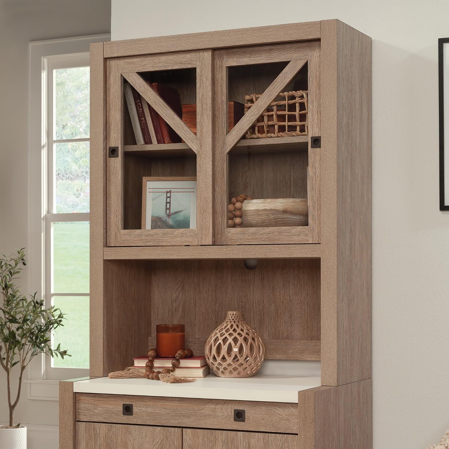 Sauder® Dixon City 33" W Library Hutch, Brushed Oak™