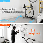 vertical bike stand, freestanding bike rack for garage, side view