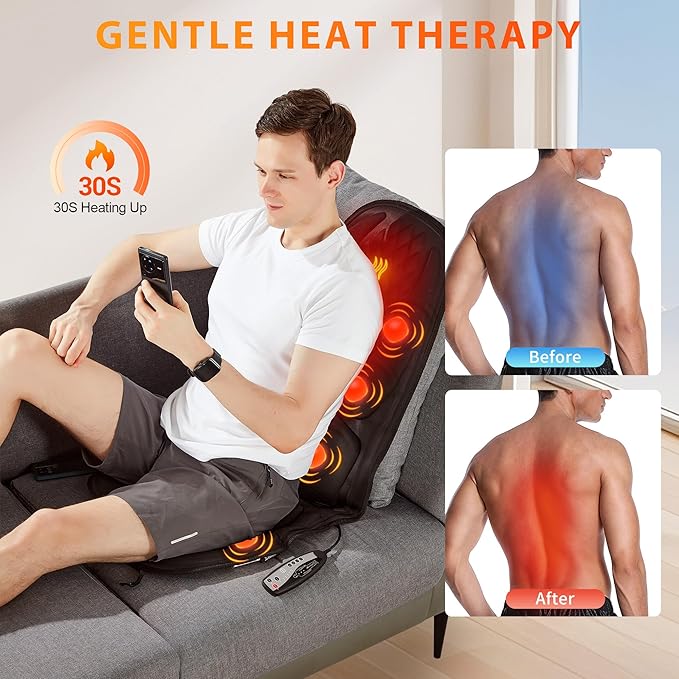 comrelax Back Massager with Heat, Seat Massager with 8 Powerful Vibration Motors - Image 2