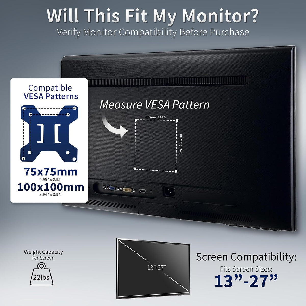 vivo stand-v002f dual led lcd monitor free-standing desk on a desk or shelf