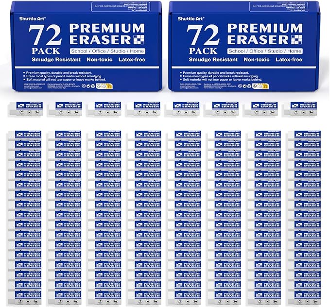 Erasers, Shuttle Art 144 Pack Premium Eraser Bulk by ShuttleArt