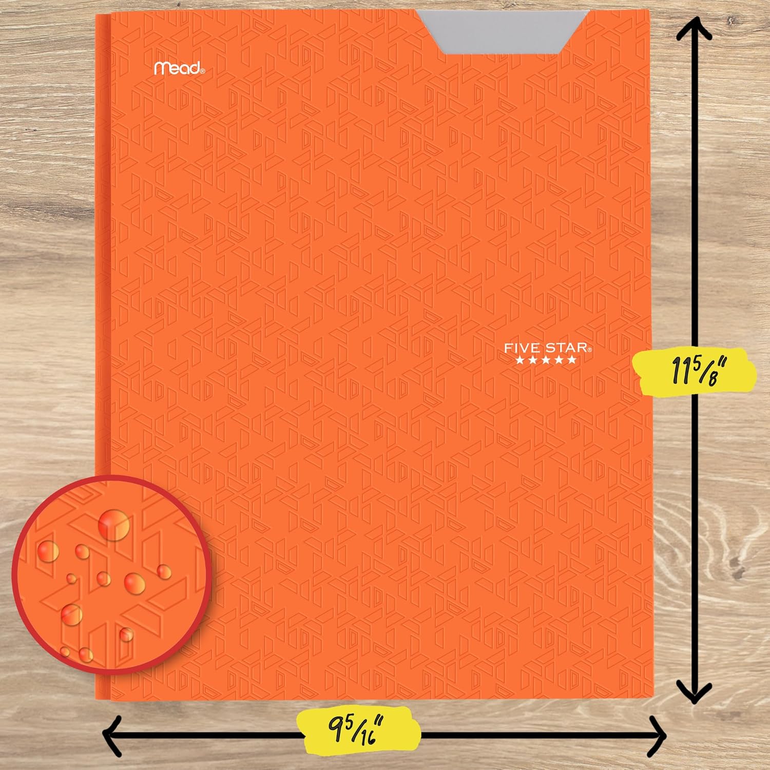 Five Star 2-Pocket Folder, Plastic Folder with Stay-Put Tabs and Prong Fasteners, Holds 8-1/2" x 11" Paper, Solar Orange (340300N)