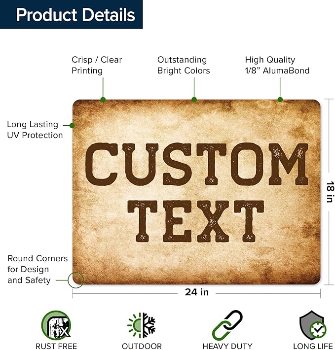 Custom Sign, Custom Street Sign, 11 Font Colors, 13 Font Styles, 4 Hole Options - Image 6