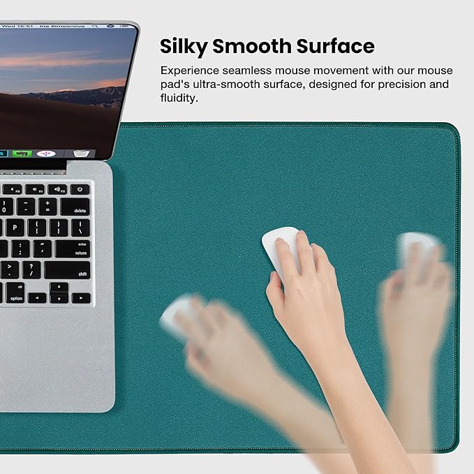 ALOANES Dark Green Waterproof Desk Mat, Large Extended Mouse Mat, Office Desk - Image 3