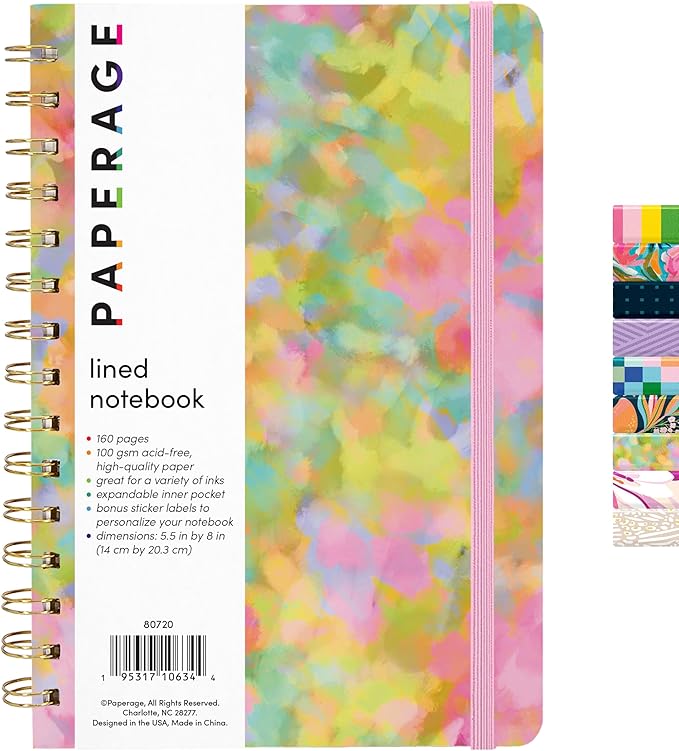 PAPERAGE Lined Spiral Journal Notebook, 160 Pages, Hardcover Journal by PAPERAGE