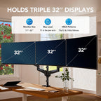 huanuo triple monitor mount for 17 to 32 shown in use