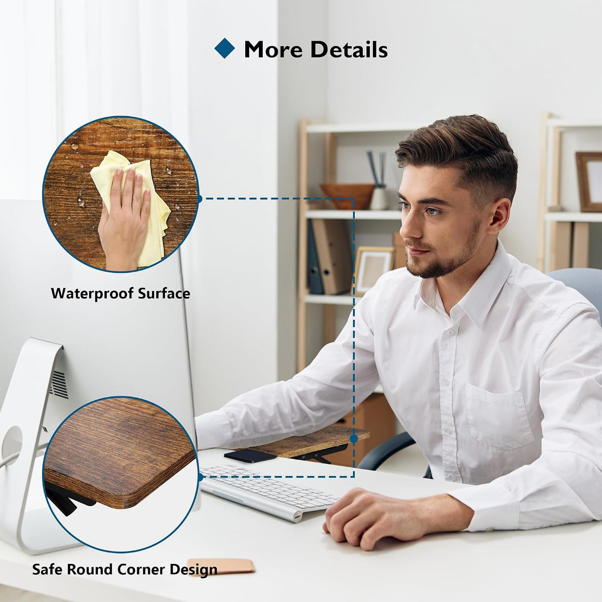 BONTEC Ergonomic Desk Extender Tray, 9.5"x9.1" Table Mount Arm Wris...