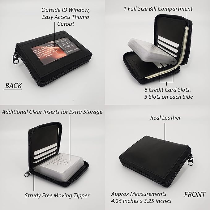 ag wallets Mens Zip Around Leather Wallet - Image 4