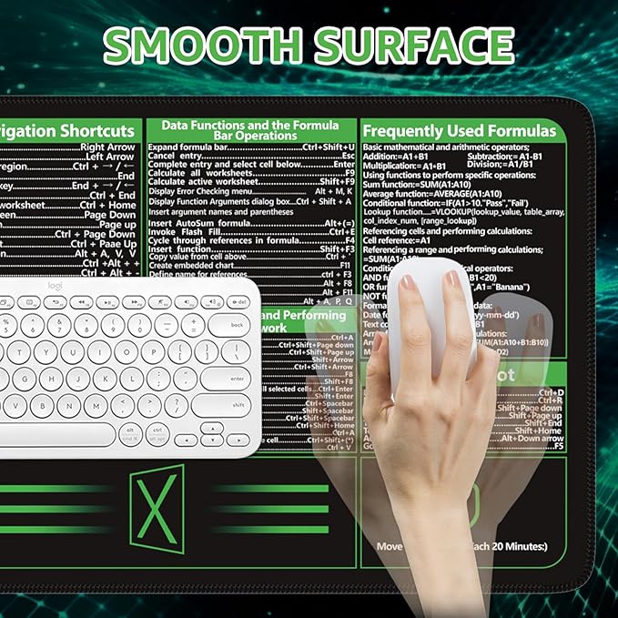 iCasso Excel Cheat Sheet Desk Pad, Excel Mouse Pad Shortcuts, Excell Short Cut - Image 8