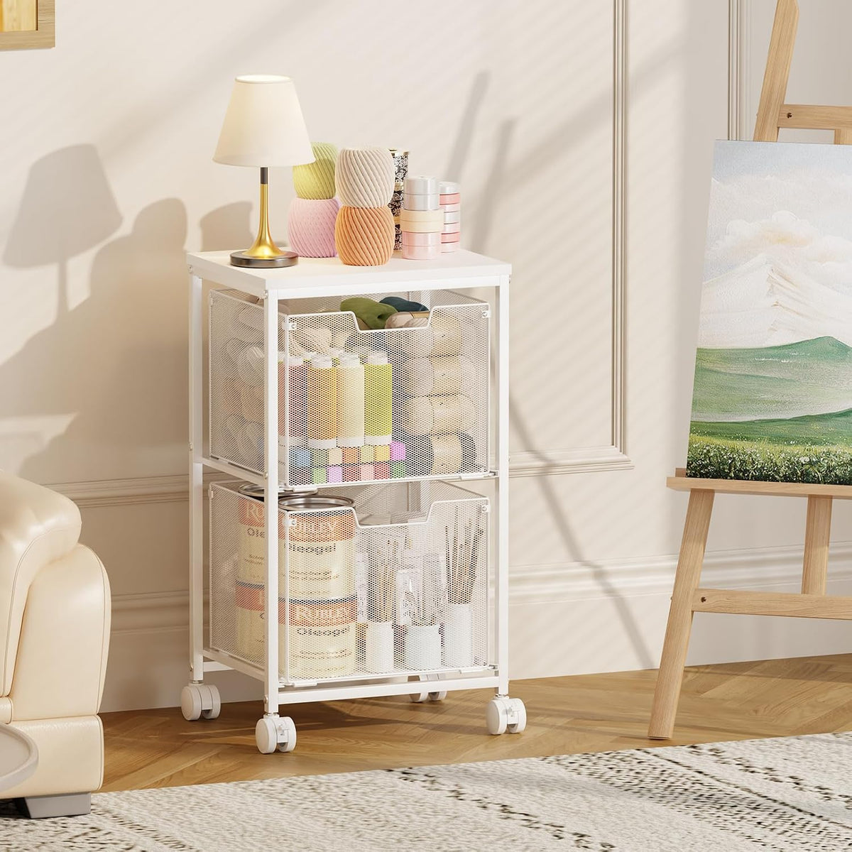 Rolling File Cart with 2 Storage Drawers,Under Desk Storage Cart