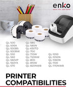 enKo DK-2205 12 Rolls Continuous Direct Thermal Labels | 2.4 in x 100 ft | 4 Refillable Cartridge Frames, Cut-to-Length, Compatible with Brother QL Label Printers QL-800, QL-820NWB QL 810W