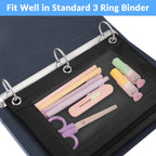 Sooez Pencil Pouch for 3 Ring Binder, 2 Pack Binder Pencil Pouch | Pencil Bags with Clear Window, Zipper & Reinforced Grommets, Pencil Case for Binder Black & Black
