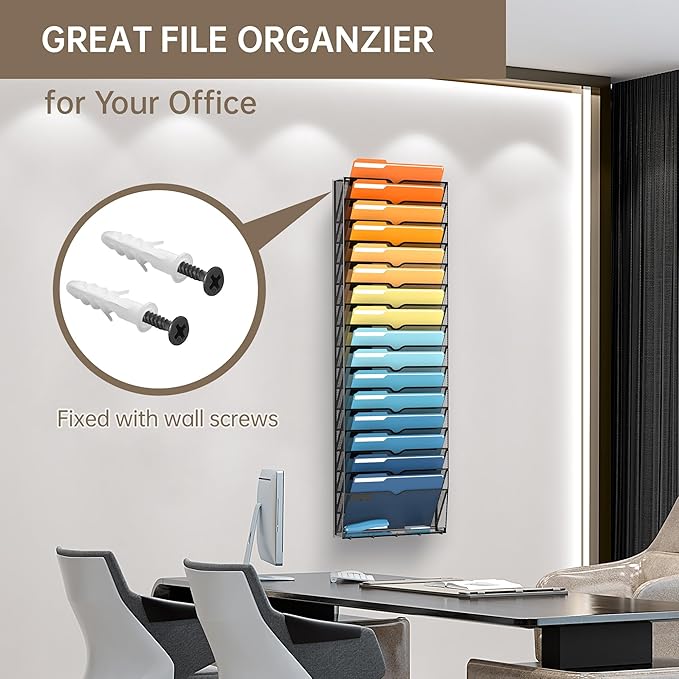 SUPEASY 17-Tier Wall File Holder Organizer - Image 3